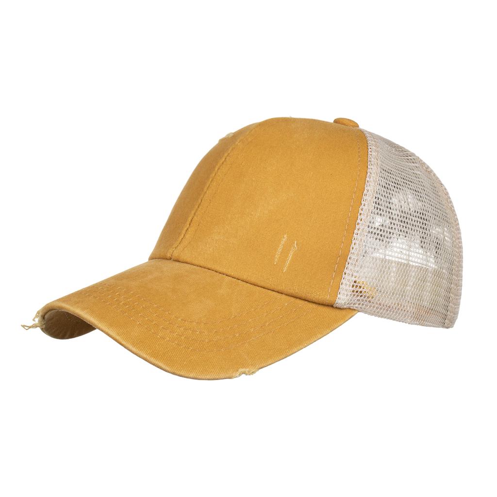 Washed and Made Old Light Version Cross Elastic Band Ponytail Baseball Cap Bundle Hair Cap