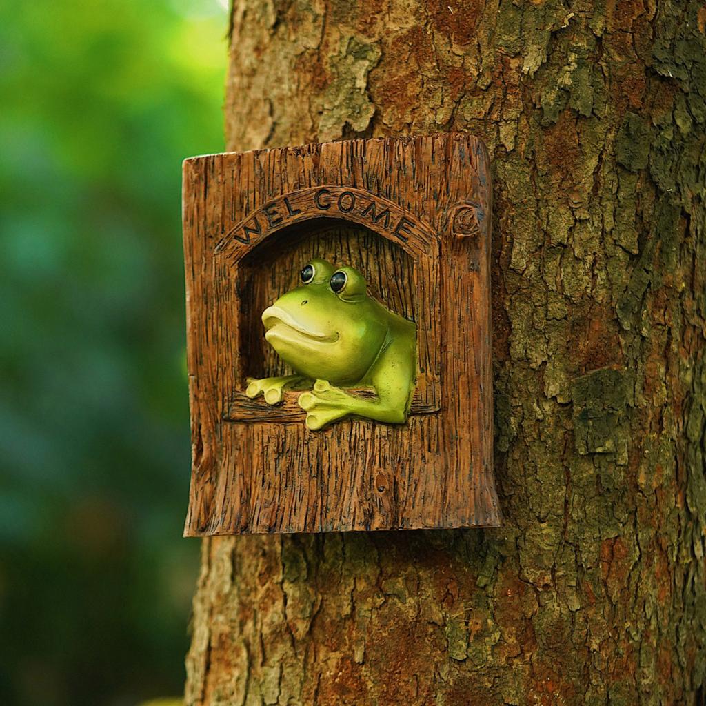 Настенное украшение в виде лягушки, статуэтка из смолы в виде лягушки, настенное украшение в виде лягушки, приветственный знак для сада, патио, двора, дерева, подарок на новоселье