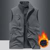 Double Sided Thick Vest with Fleece Pockets and Outdoor Men's Plus Size Vest In Spring and Autumn, Sleeveless Camisole Jacket