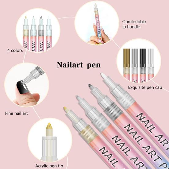 Nail Art Pen Set DIY Plastic Paint Markers for Gel Nails 0.7mm Tip Doodle Drawing Pens Gift for Beginners And Professionals