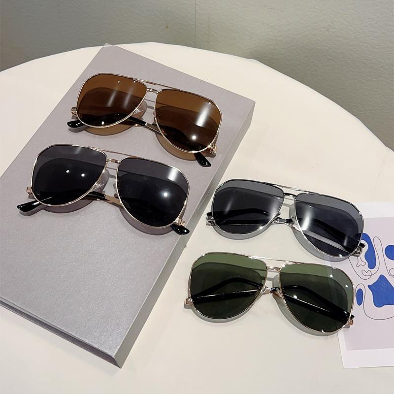 Солнцезащитные очки-авиаторы большого размера женские новые классические модные с двойной переносицей ретро дизайн бренда для улицы защита от УФ-лучей