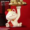Lucky Cat Storage Tray Statue Resin Sculpture Sundries Candy Storage Box Fortune Cat Figurine Key Holder Living Room Home Decor