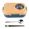 Stainless Steel Insulated Lunch Box - 1100ml, Double-layered, Three-compartment Design, with Chopsticks, Spoon, Soup Bowl