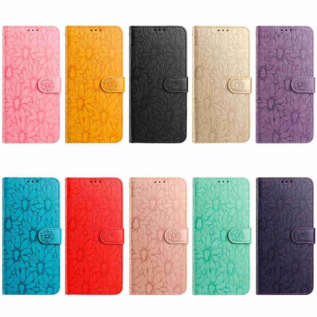 10-Color Daisy Embossed Flip Card Case for Google Pixel 6,Pixel 7,Pixel 8,Pixel 9,Pixel 10 Series...