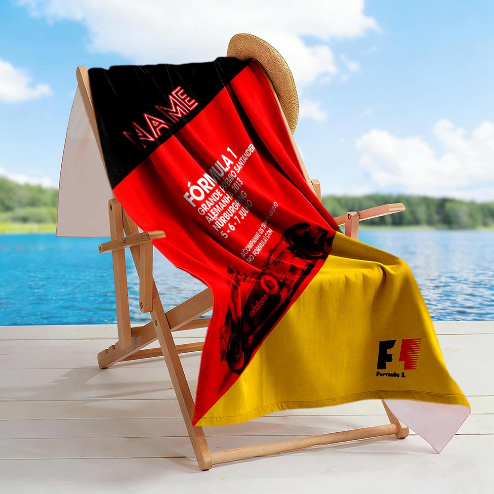 Formula Race Poster Customize Text Beach Towel Quick-Dry Soft Microfiber Portable for SwimmingBeachCamping Travel Beach AccessoriesGym