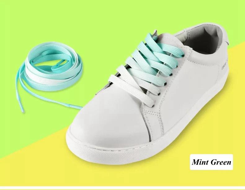 Цветные плоские шнурки Конфетный градиент Радужные шнурки Детские Взрослые Холщовые шнурки для обуви Походные ботинки Шелковые шнурки для вечеринки 1 пара