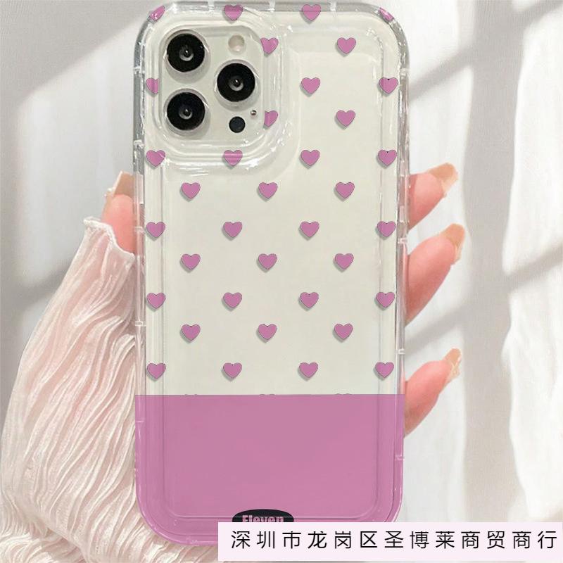 Минималистичный дизайн в виде сердца на весь экран, подходит для iPhone 11/12/13/14/15 PRO MAX, Apple 16, противоударный с подушками безопасности X/XS