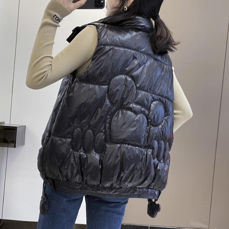 Жилет женский пуховый хлопковый европейский станционный осенне-зимний новый глянцевый универсальный жилет пуховый хлопковый внешний жилет куртка
