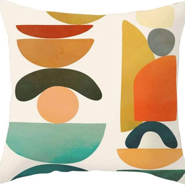 Modern Minimalist INS Rainbow Pillowcase Fresh Printed Linen Cushion Pillowcase Living Room Sofa