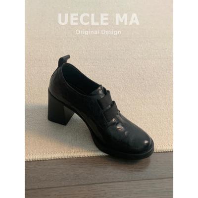 Версия из коровьей кожи~ Туфли-лоферы на платформе и высоком каблуке для женского делового стиля, универсальные туфли на толстом каблуке с одной педалью для увеличения роста