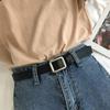 Women Retro Casual Non-Porous Buckle Waistband Leather Belt Thin Waist Strap Trouser Dress Belts