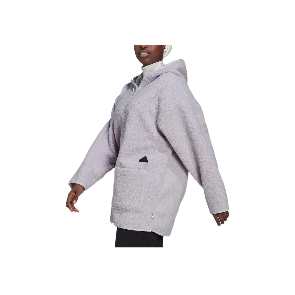 Adidas Новая толстовка с капюшоном на молнии во всю длину и однотонным логотипом, женская верхняя одежда фиолетового цвета HM2840