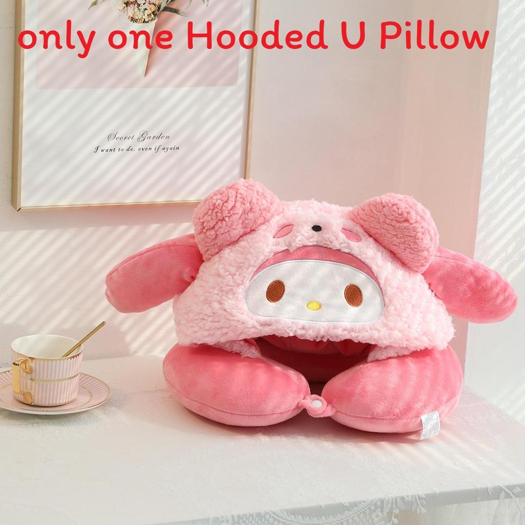 Подушка для шеи в форме буквы U Hello Kitty с милой шапочкой для путешествий и отдыха в офисе