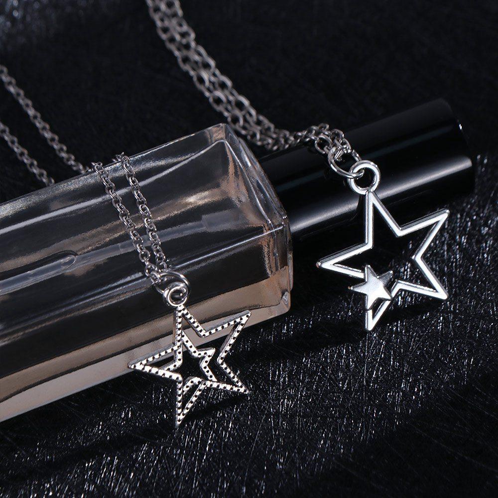 Zinc Zinc Alloy Vintage Pentagram Necklace Hollow Choker Korean Clavicle Chain Star Pendant Necklace Gift