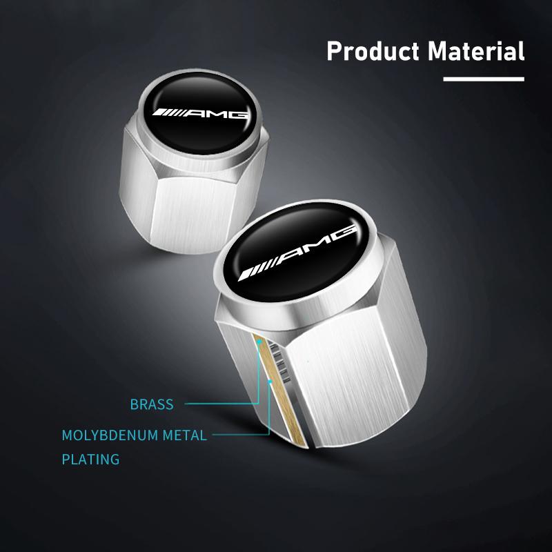 BTY4 5pcs Car Wheel Valve Cap Dust Protection Cover Theftproof Stem For Mercedes Benz AMG W202 W212 W213 W220 W221 W222 C180 C200
