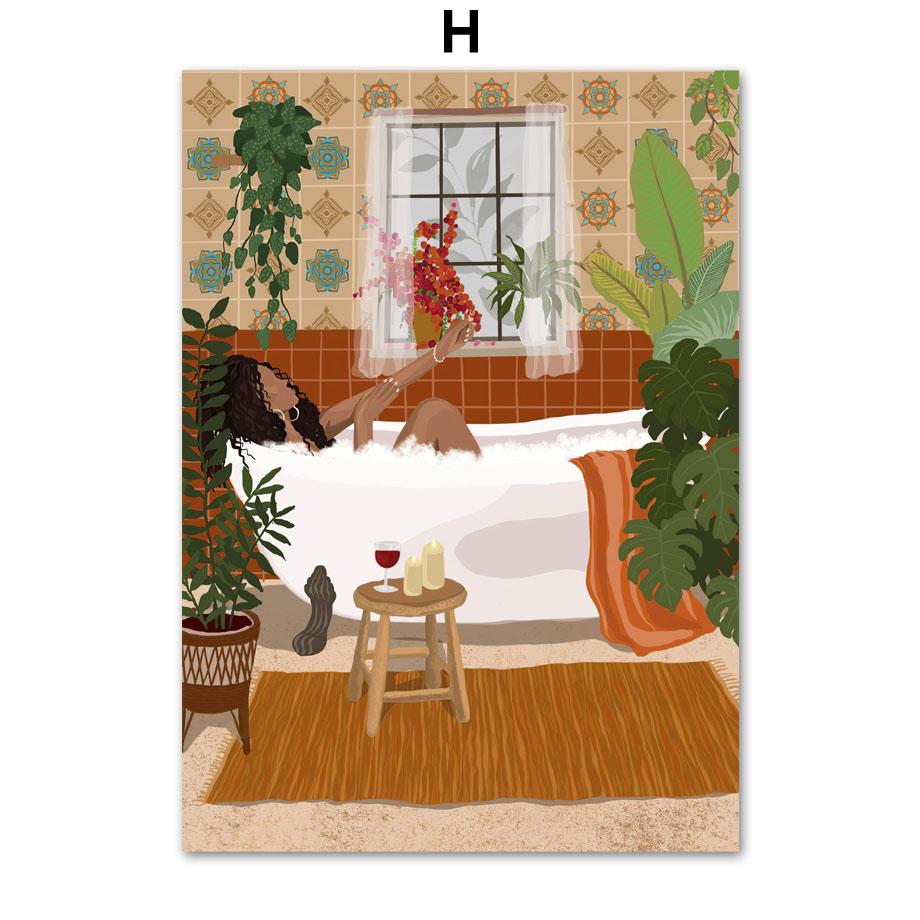 Абстрактная модная девушка, читающая йогу, отдых, пальмовый лист, скандинавский плакат, настенный художественный принт, холст, картина, Декор, фотографии для гостиной