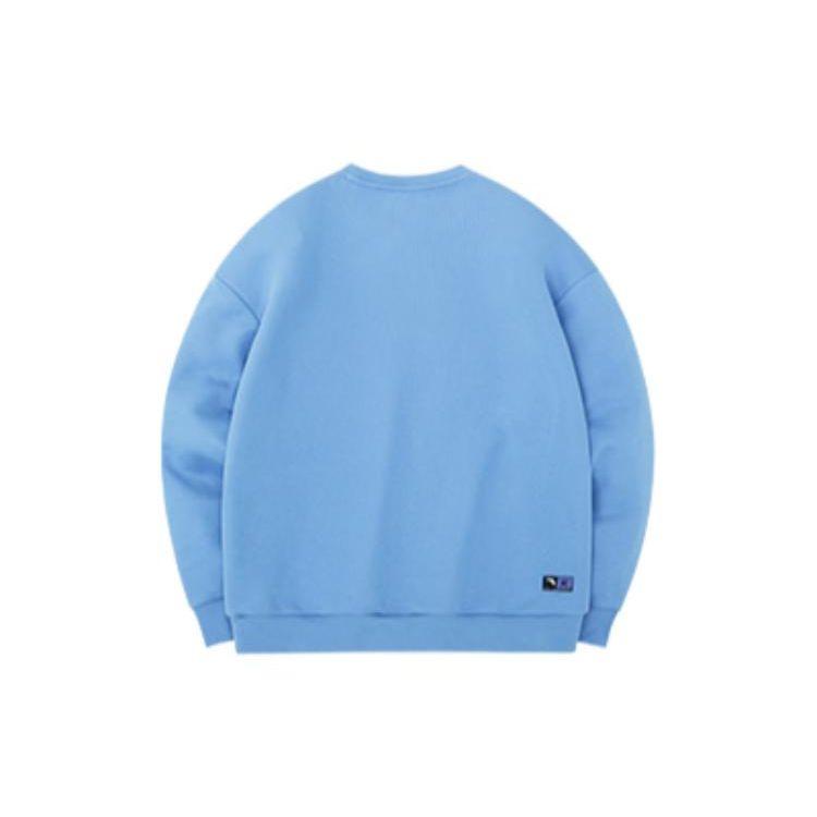 Anta Сплошной цвет с буквенным принтом на флисовой подкладке с круглым вырезом и длинными рукавами, мужские топы, синий 152241737N-3