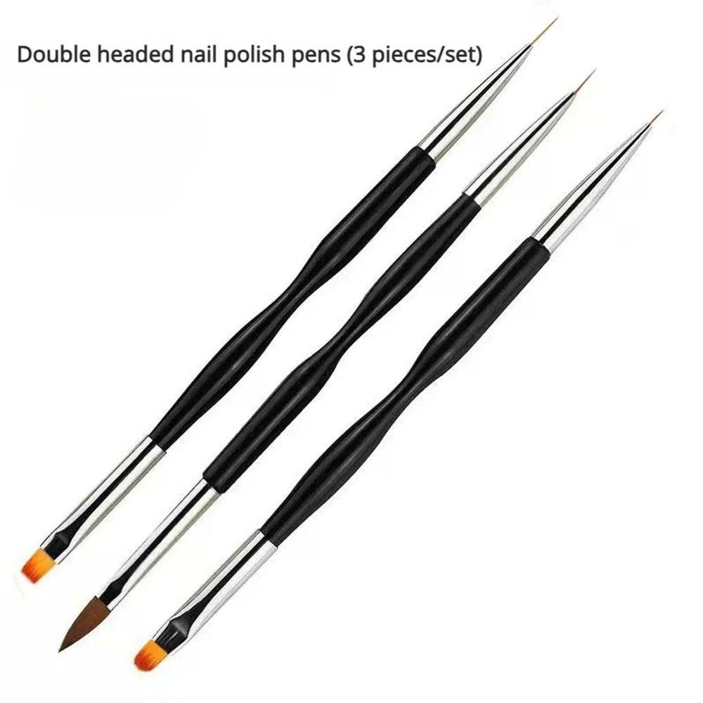 Набор полосатых кистей для подводки ногтей, ультратонкая ручка для рисования линий, двухсторонние инструменты для маникюра с УФ-гелем, 3 предмета, серебристые - 3 шт., 1 шт.
