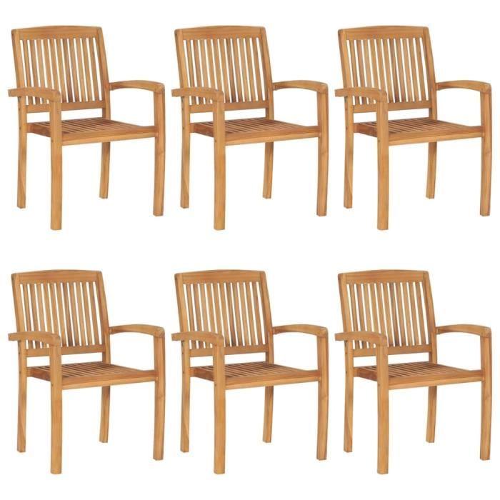 VidaXL Stackable Garden Chairs with Cushions 6 Pcs Solid Teak