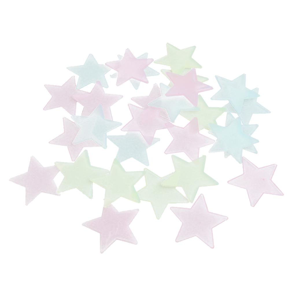 100x Wall Stickers Stars Luminous The Dark Plastic .8cm