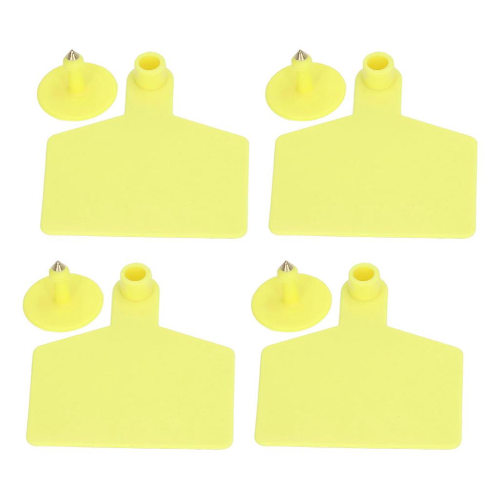 100 Set Blank Cattle Ear Tag Large Yellow Animal Identification Livestock Handling Supplies