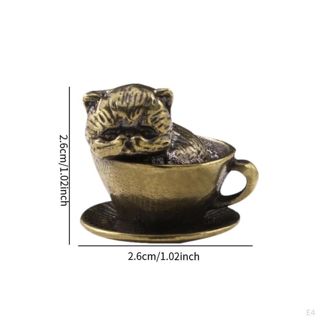 Antique Coffee Cup Pet Pendant Brass Ornament Feng Shui Figure for Study