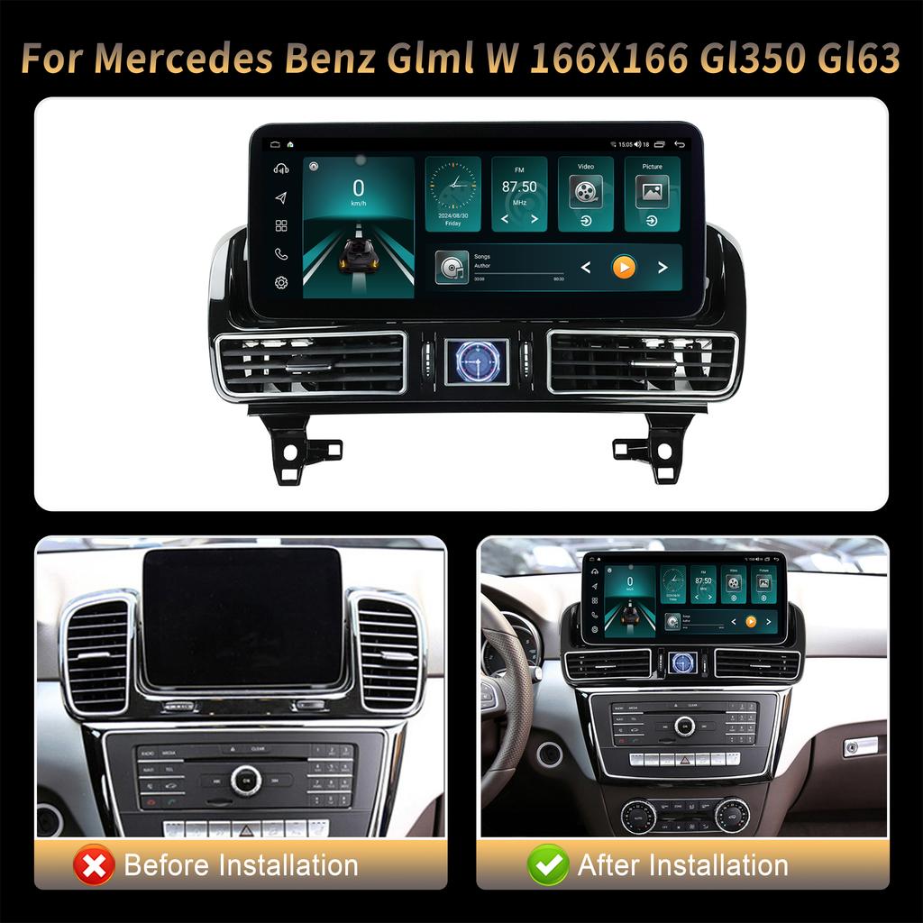 12,3" для Mercedes Benz Glml W166 X166 Gl350 Gl63 Мультимедиа Автомобильное Радио Bluetooth Android 4G GPS Навигация Carplay Экран Стерео