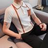 Мужская модная брендовая футболка-поло с коротким рукавом и лацканами, летняя футболка, корейская приталенная мода, новинка 2025 года, универсальный топ