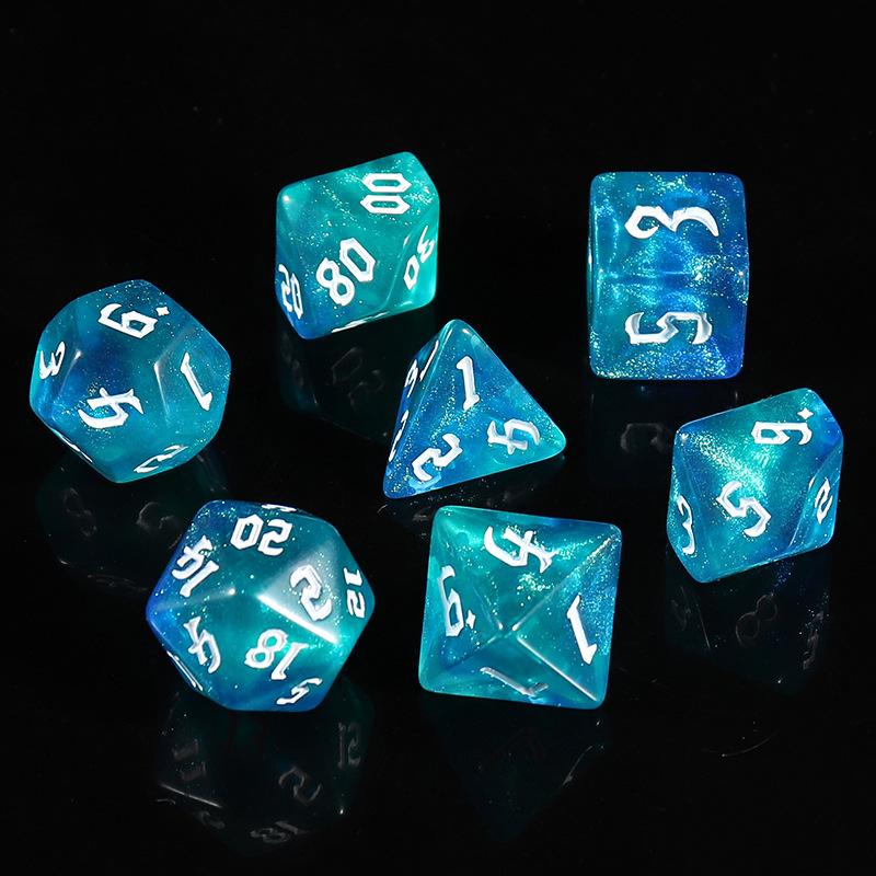7 шт./лот, многогранные игральные кости из смолы D&D D4 D6 D8 D10 D% D12 D20, многогранные игральные кости TRPG, настольные игры