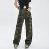 Camouflage Straight Jeans Women's Summer Retro Hiphop Sweet and Spicy Street Tooling Wide-leg Mopping Trousers Tide