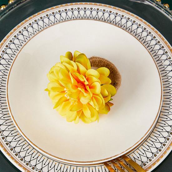 Кольцо для салфетки Ручная работа Искусственный цветок Декор Пряжка для салфетки Имитация цветов Листья Держатель для салфетки Украшение стола