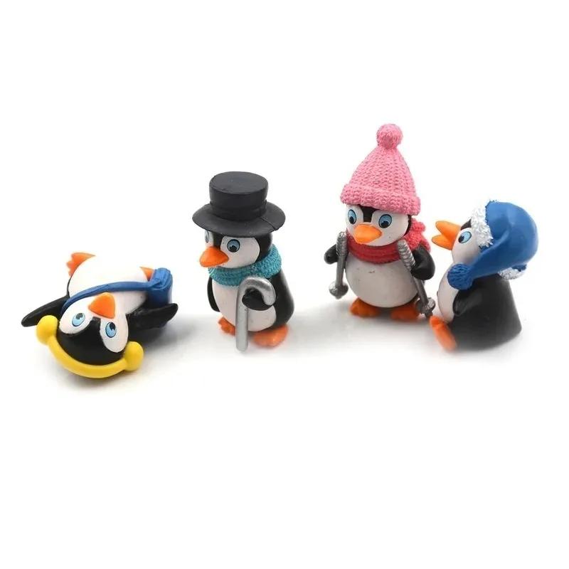 4 шт./набор DIY Crafts Mini Winter Penguin Mini Figure Christmas Figures For Fairy Garden Gnomes Moss Terrariums Decoration