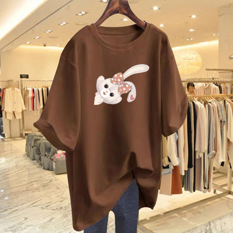 Хлопковая футболка с коротким рукавом женская 2025 новая одежда лето зарубежный стиль с рукавом до локтя топ летняя одежда