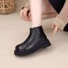 Короткие ботинки на толстой подошве для женской осенне-зимней коллекции, новые, бархатные, утепленные, с круглым носком, кожаная поверхность, увеличивающие рост ботинки Мартин
