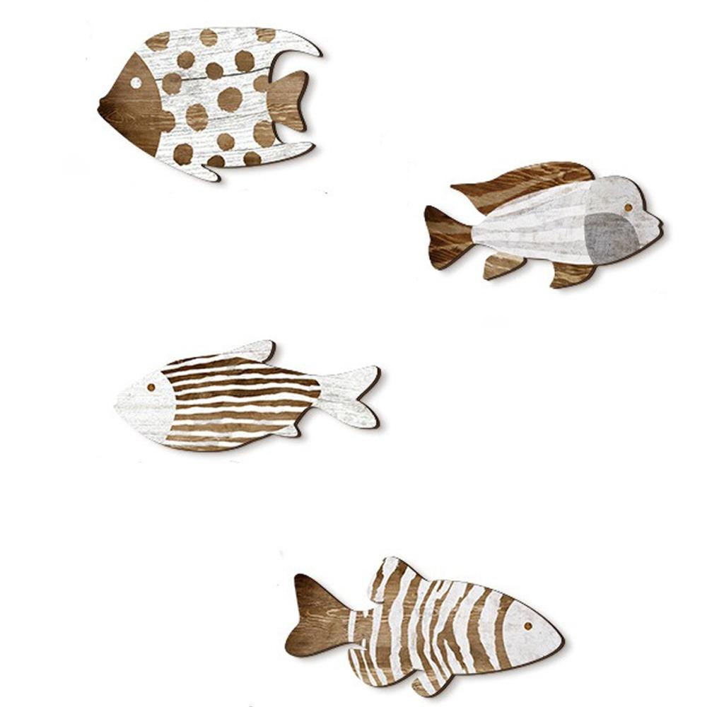 Ocean Theme Wooden Fish Wall Decor Marine Style Nautical Wall Art Living Room Decor
