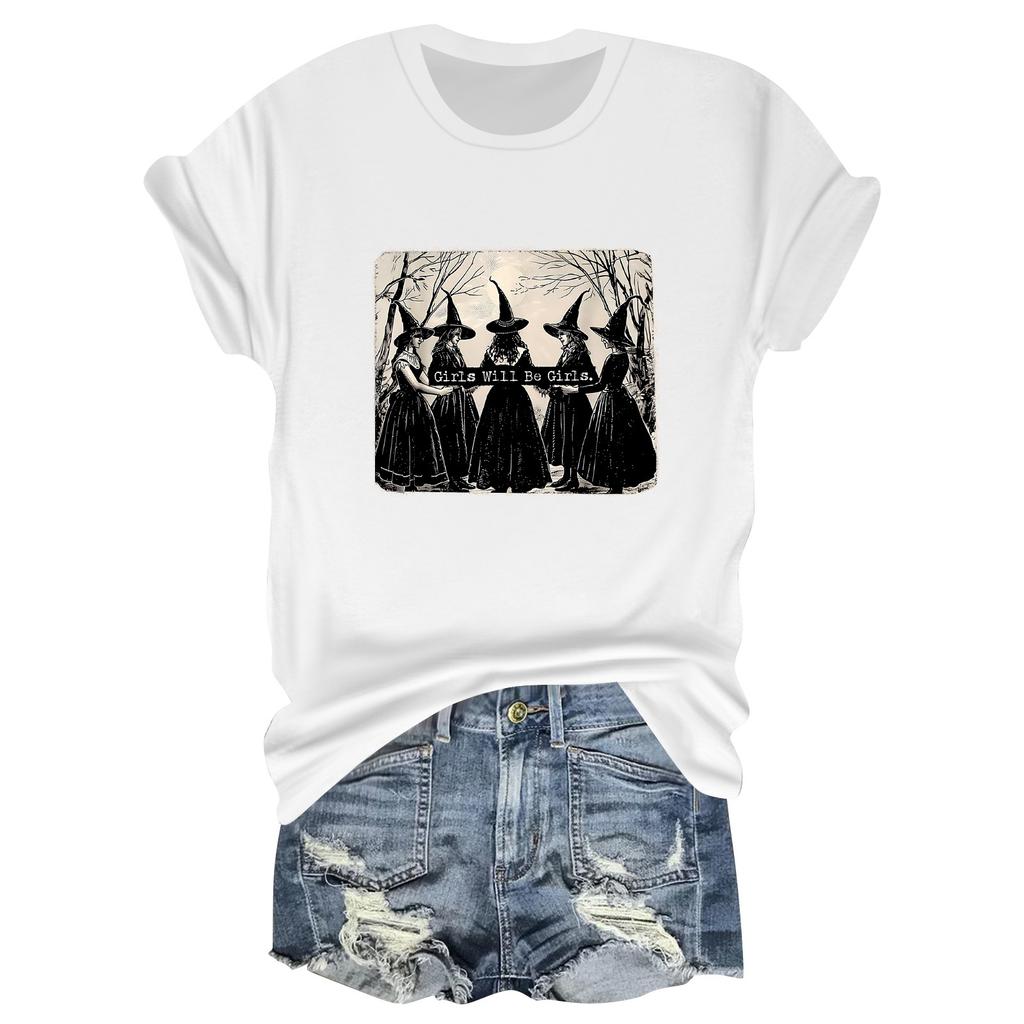 Женская повседневная футболка с принтом, пуловер с круглым вырезом, топ с короткими рукавами