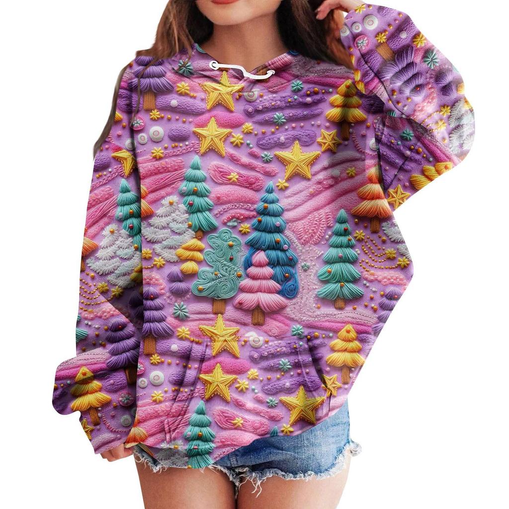 Детские толстовки с капюшоном, свободные рождественские принты, спортивная рубашка с капюшоном, модная спортивная рубашка