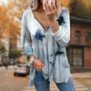 Женские футболки с длинным рукавом и принтом в виде цветка, свободные футболки больших размеров с V-образным вырезом, удобные блузки