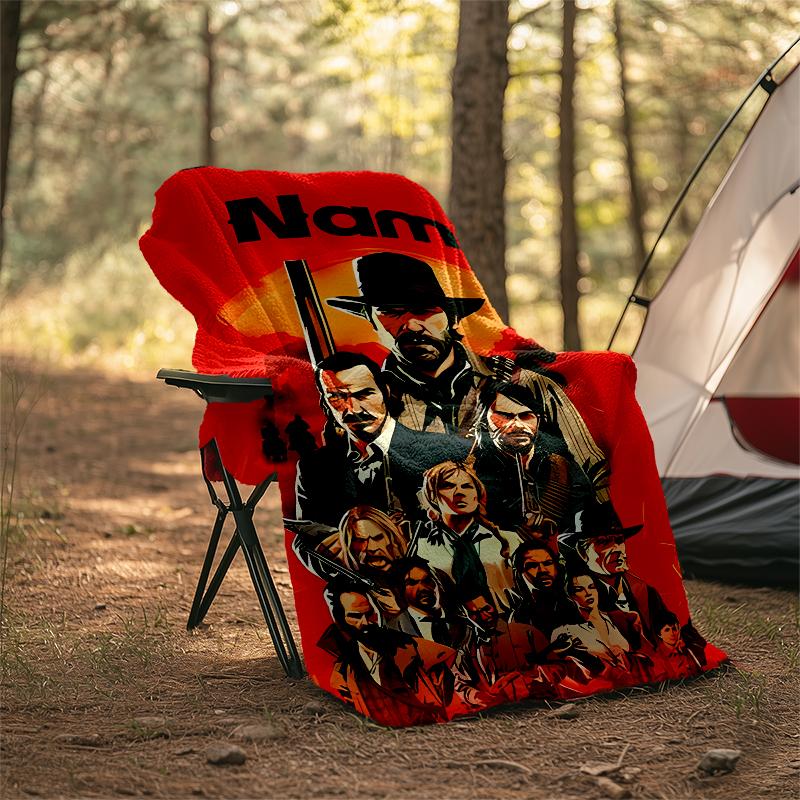 Personalized Custom Name Blanket - Red Dead Redemption Print Design,Blanket for Sofa,Bed,Travel,Camping - Soft and Warm, Great Gift