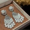 Серебряные серьги-кисточки с жемчугом в форме слезы с бриллиантами - Французская ретро-роскошь, пусеты