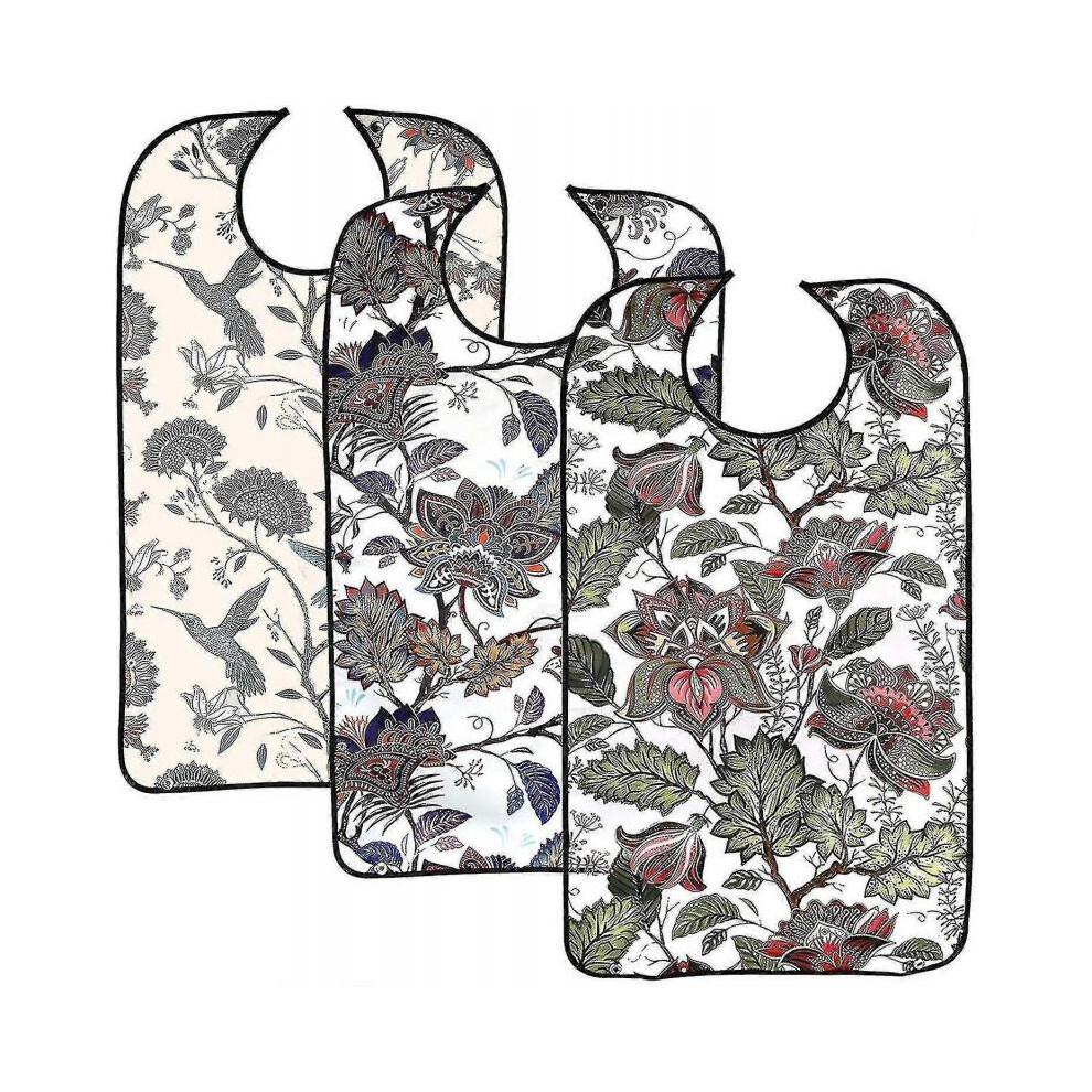 3 Pack Adult Bibs for Eating, Adult Bibs with Crumb Catcher, Washable