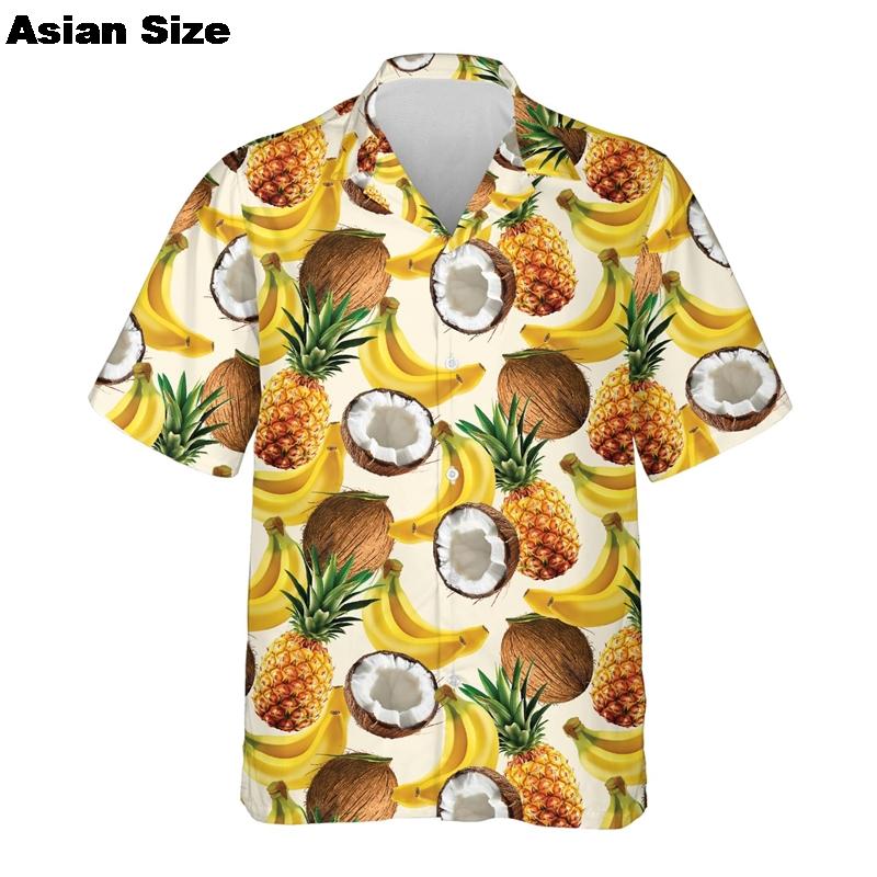 Funny Chili Fruit pineapple Pattern Shirt For Men 3D Print Pepper Hawaiian Shirts Summer Button Short Sleeve Street Lapel Top