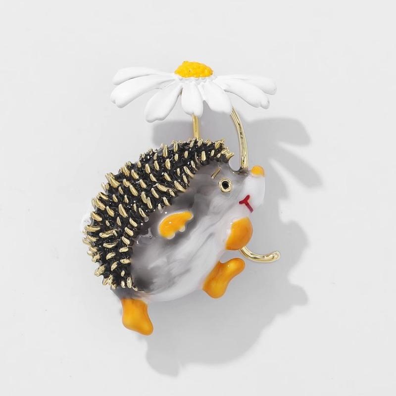 Маленькая брошь-ежик, Женская креативная эмалевая брошь с животным, Персонализированный значок для костюма