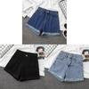Basic Cotton Denim Shorts For Women Summer High Waist With Rolled Edges Casual Wear