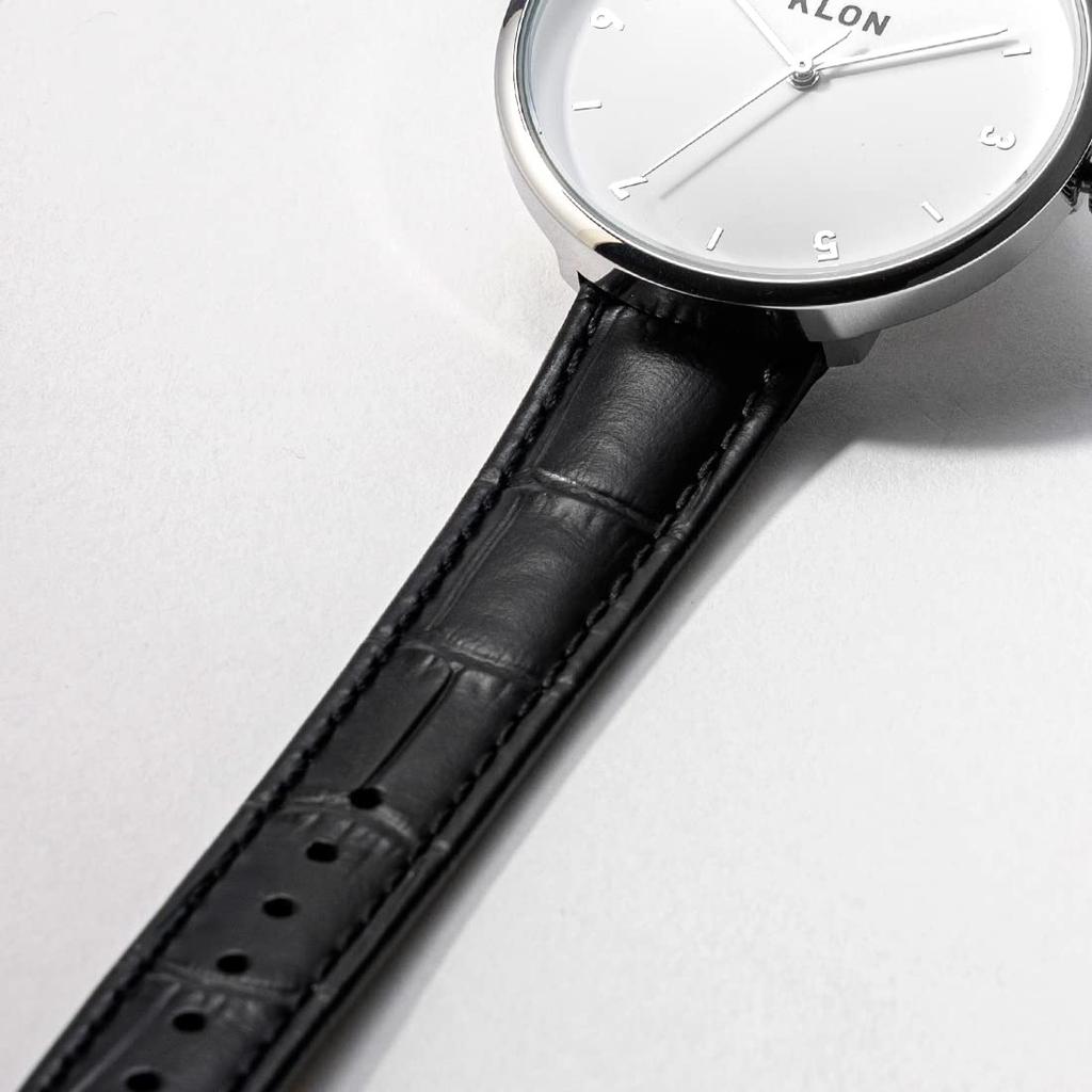 Часы KLON, простые наручные часы, черная кожа с тиснением под крокодила, 38 мм, стильные часы KLON PASS TIME ELFIN ODD, 38 мм, мужские, женские, женские, мужские -CROCO-