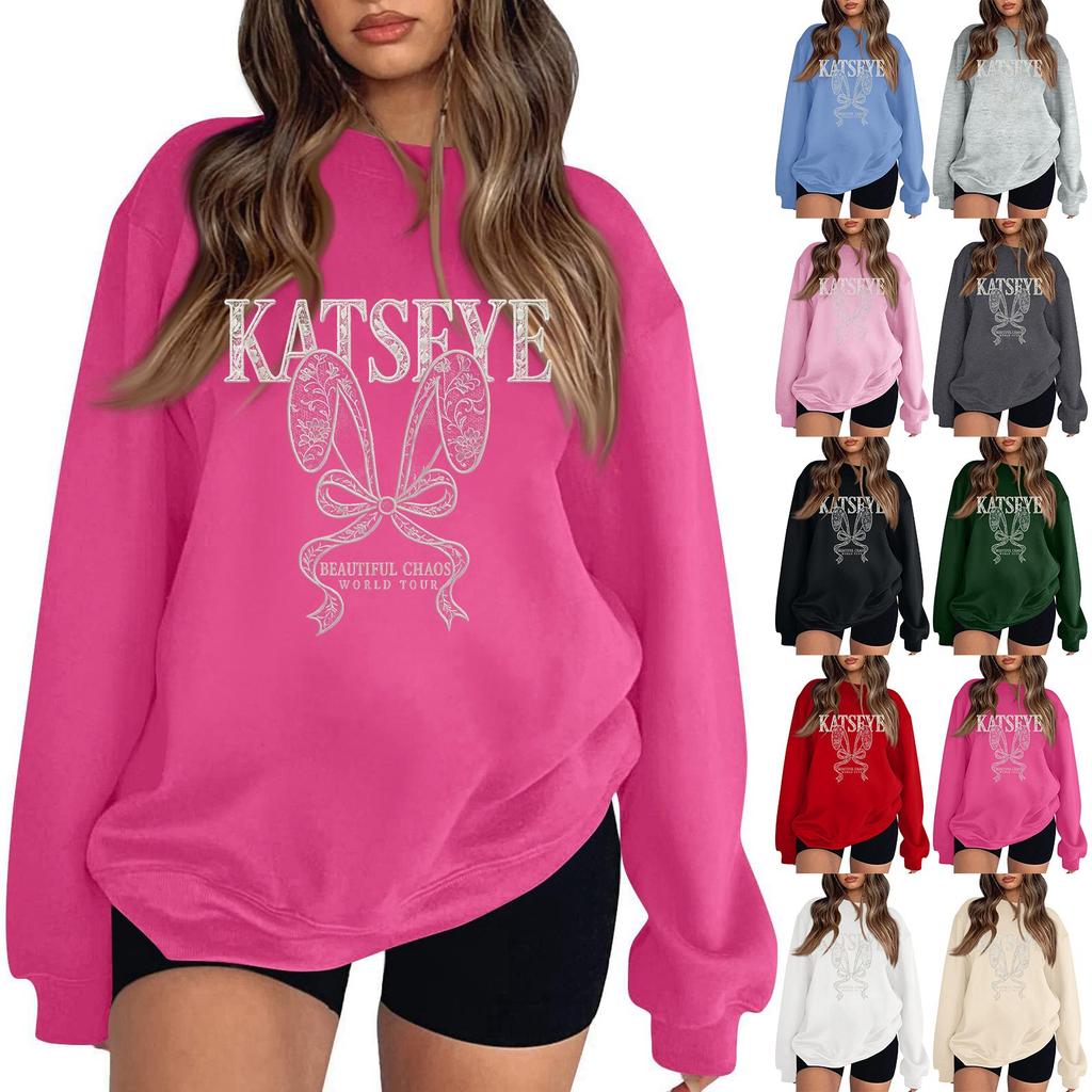 Women's Fashionable And Casual Long Sleeve Round Neck Printed Sweatshirt