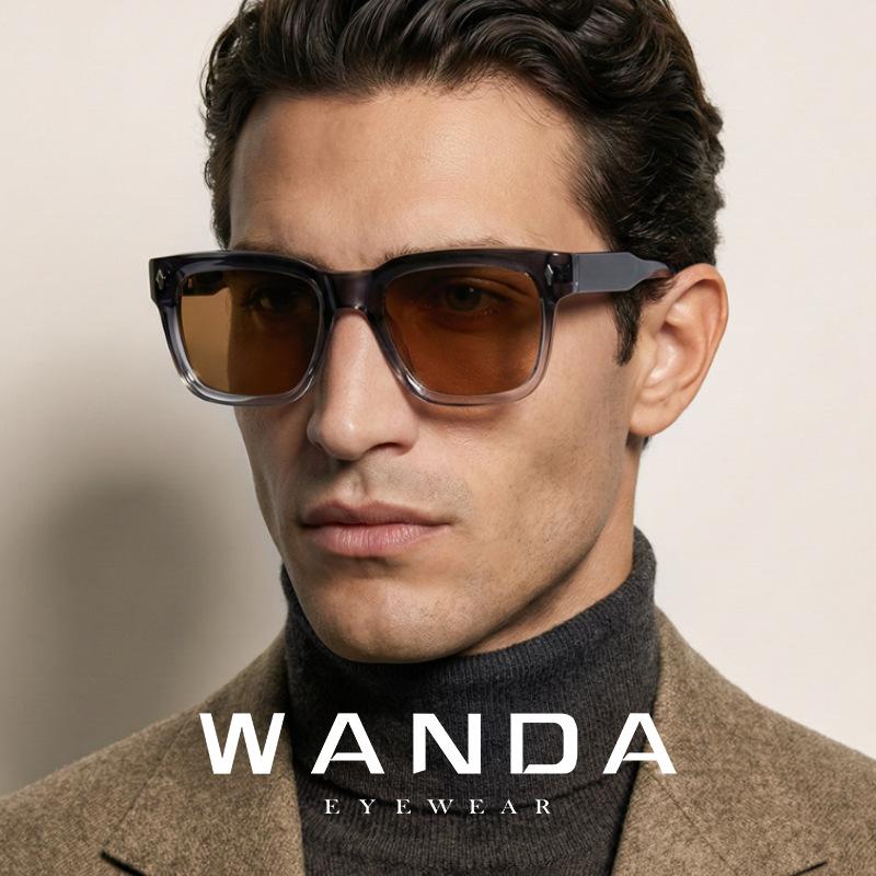 European and American retro square frame polarized sunglasses for men s316Women's plastic sunglasses for sun protection, driving, traveling, and