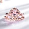 2-в-1 Изысканные цветочные кольца Nano Morganite, набор, подарок на день Святого Валентина, женское обручальное кольцо, ювелирные изделия