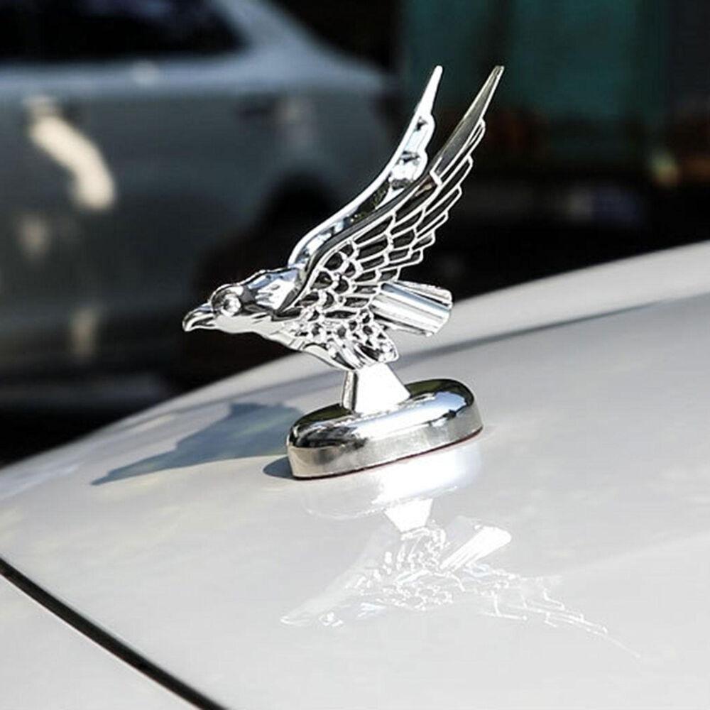 Chrome 3D Eagle Emblem Car Front Hood Eagle Ornament Car Hood Ornament Auto Front Cover Badge