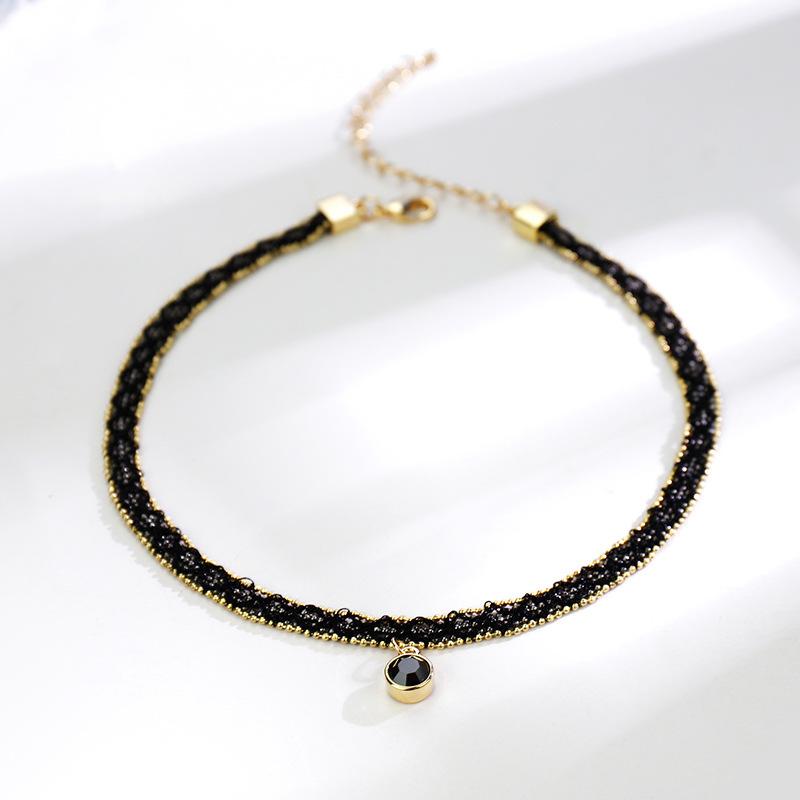 Женское черное колье-колье с черной цепочкой и подвеской в ​​форме пентаграммы в виде звезды, ожерелье с воротником